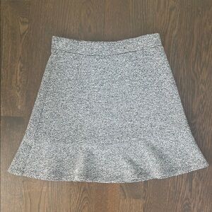 LOFT Silver A-Line Mini Skirt Ruffled Hem